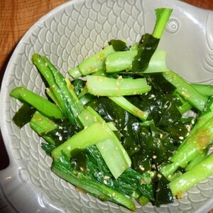 小松菜とワカメの柚子胡椒風味和え　麺つゆで簡単